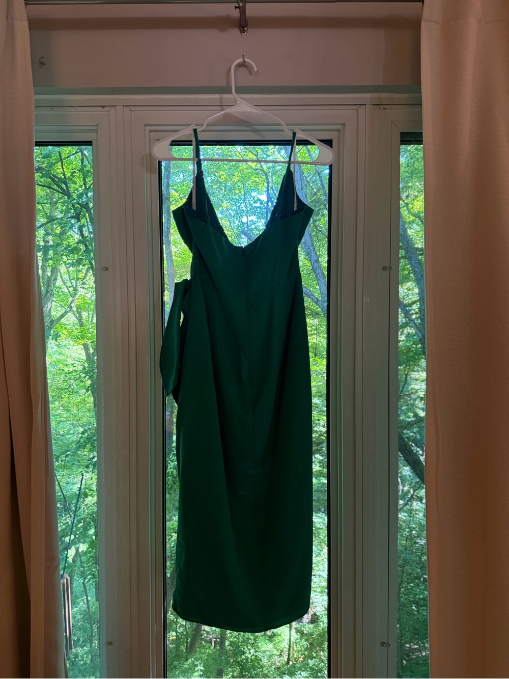 Lovers + Friends Emerald Green Midi Slip Dress with Side Tie